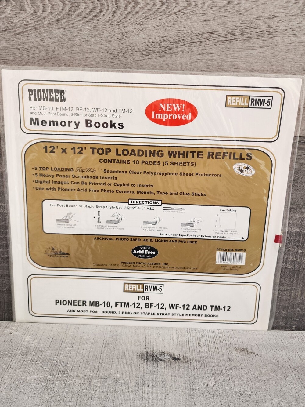 Pioneer RMB-5 RMW-5 Memory Books White Refill 12x12 Pages Top Loading New #45